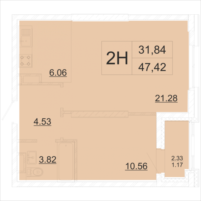 Двухкомнатная квартира
Площадь: 47,42 кв.м.

Запросить цену
