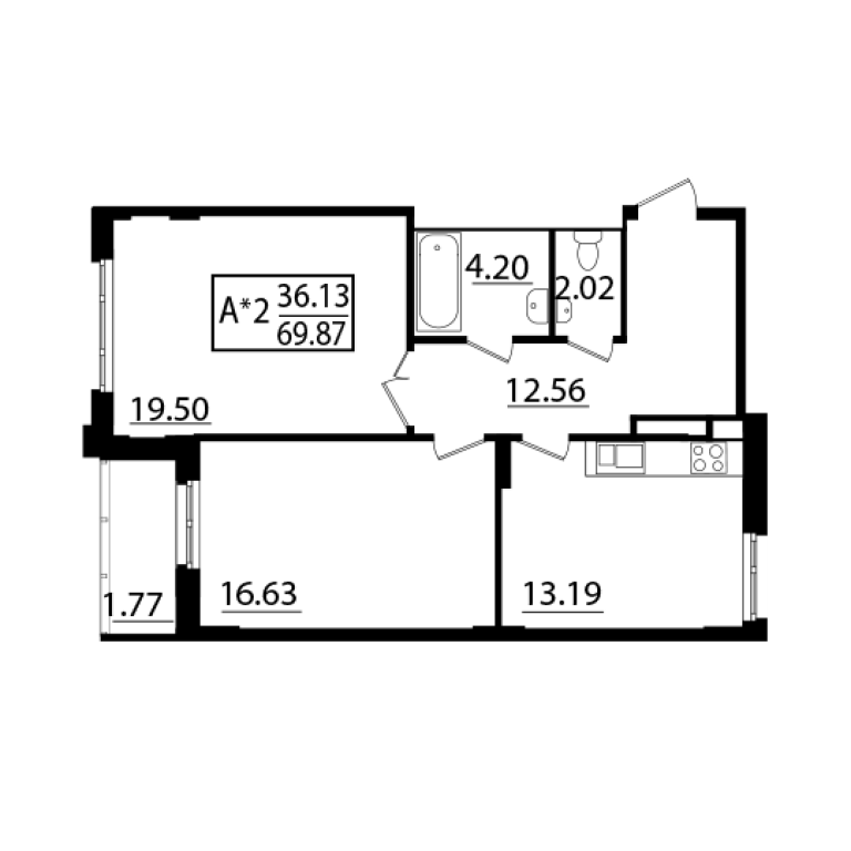 Двухкомнатная квартира
Площадь: 69,87 кв.м.

Запросить цену
